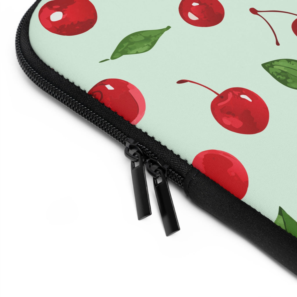 Cherry on Mint Laptop Sleeve | Retro Fruit Tech Cover for Women