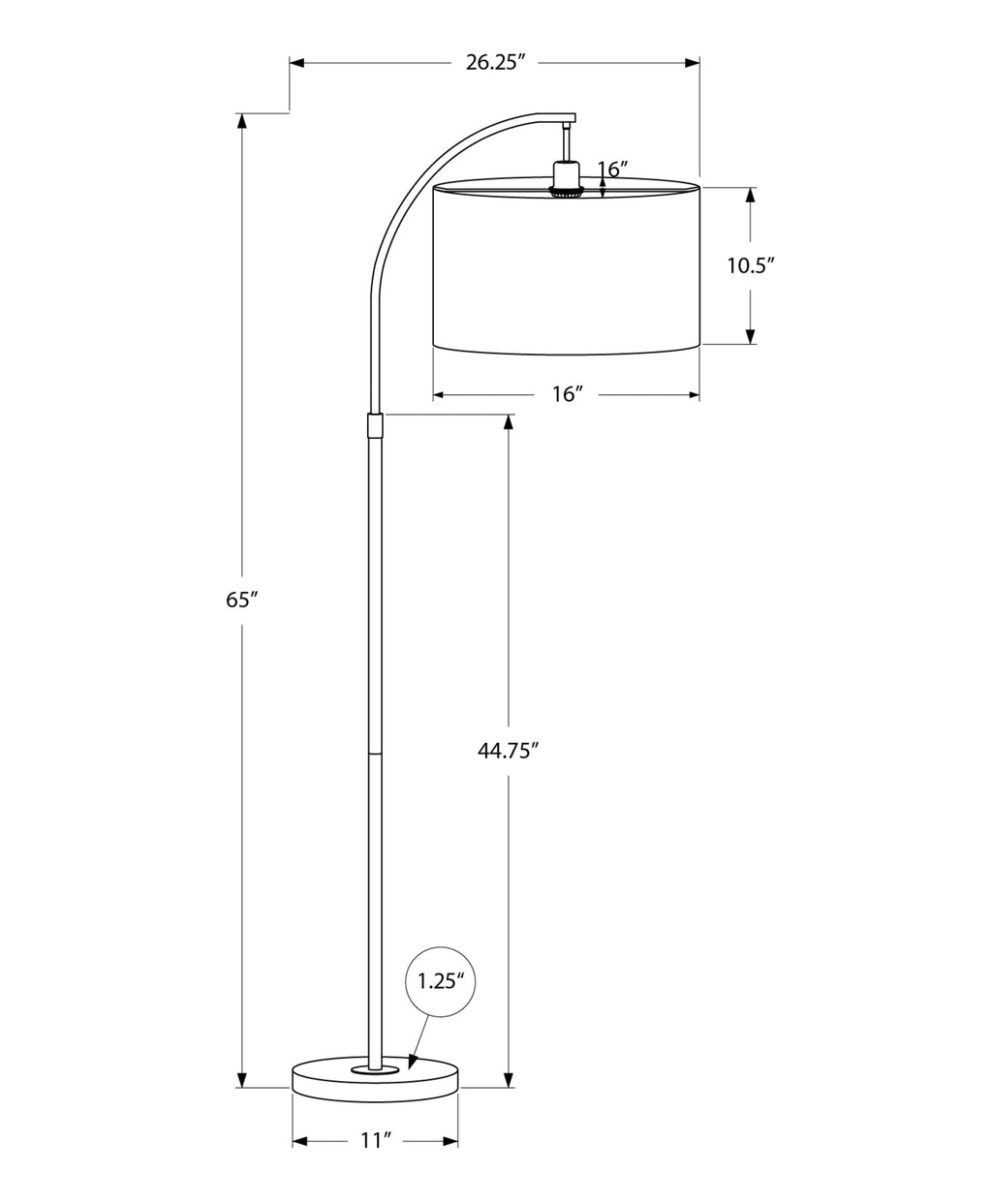 Lighting, 65'h, Floor Lamp, Brass Metal, Ivory / Cream Shade, Contemporary