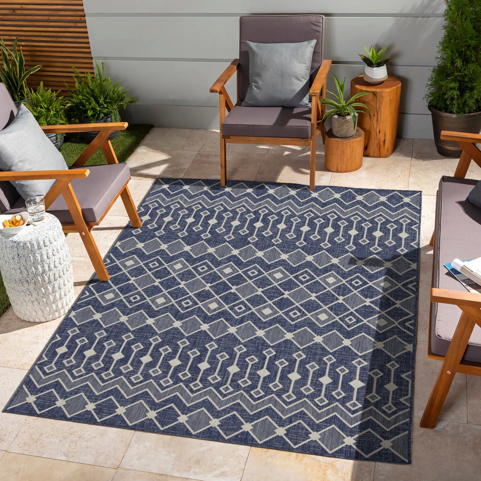 Sunshine GC_HAR2019 Blue 5 ft. 3 in. x 7 ft. 3 in. Indoor/Outdoor Area Rug