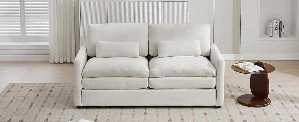 68.1' Cozy Upholstered Loveseat Sofa Oversized Comfy Comfy Cloud Sofa Double Cushion Loveseat Sofa Plush Cushion Sofa Couch for Living Room, Beige