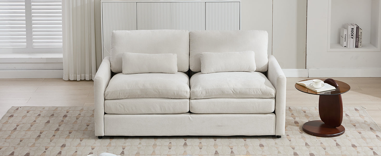68.1' Cozy Upholstered Loveseat Sofa Oversized Comfy Comfy Cloud Sofa Double Cushion Loveseat Sofa Plush Cushion Sofa Couch for Living Room, Beige