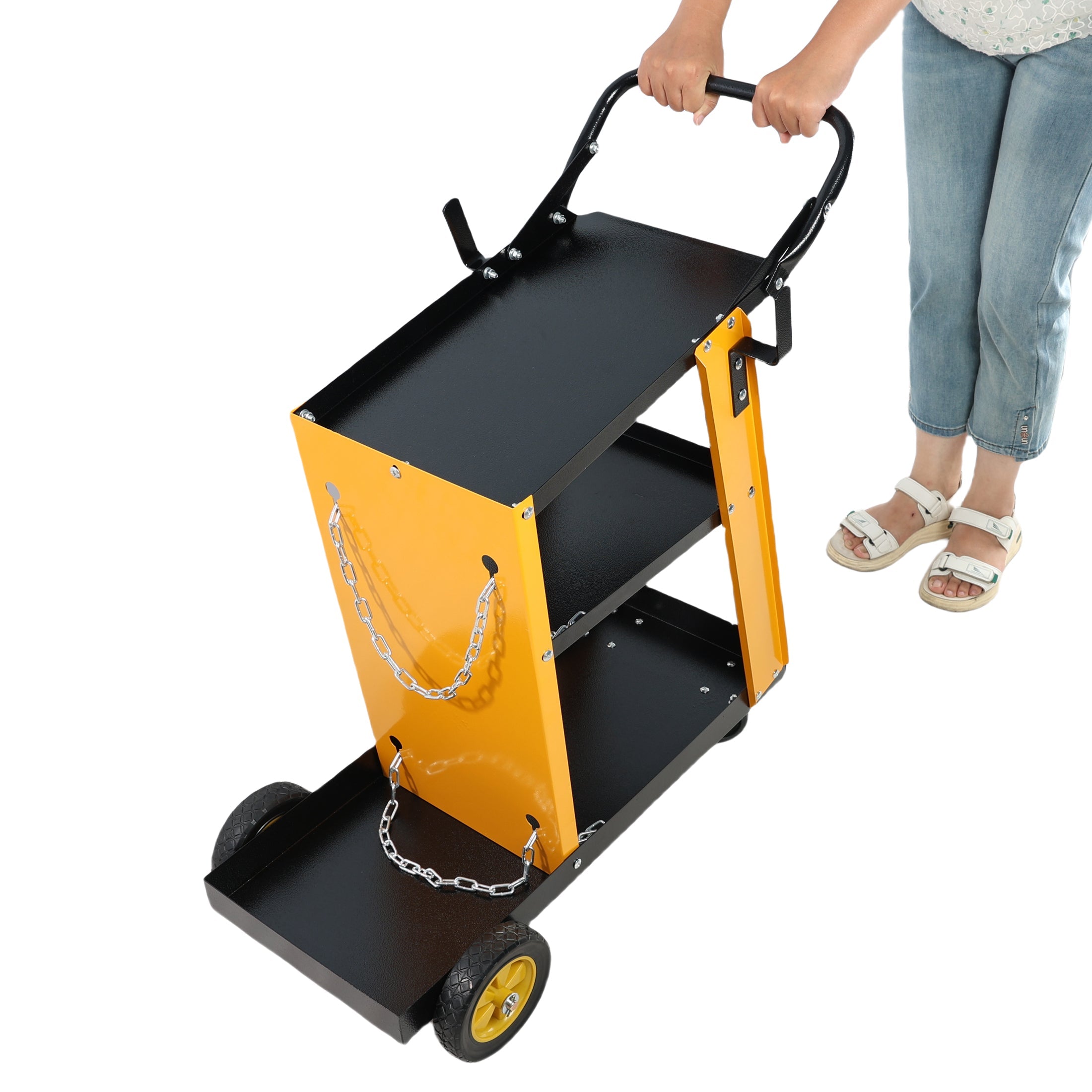 Multi Function 3 tier Welding Cart. gas bottle and accessory storage.Welding Heavy Duty  Cart for Tig Mig Welder and Plasma Cutter  with Upgrade Handles and Increase Storage Space Tank Storage