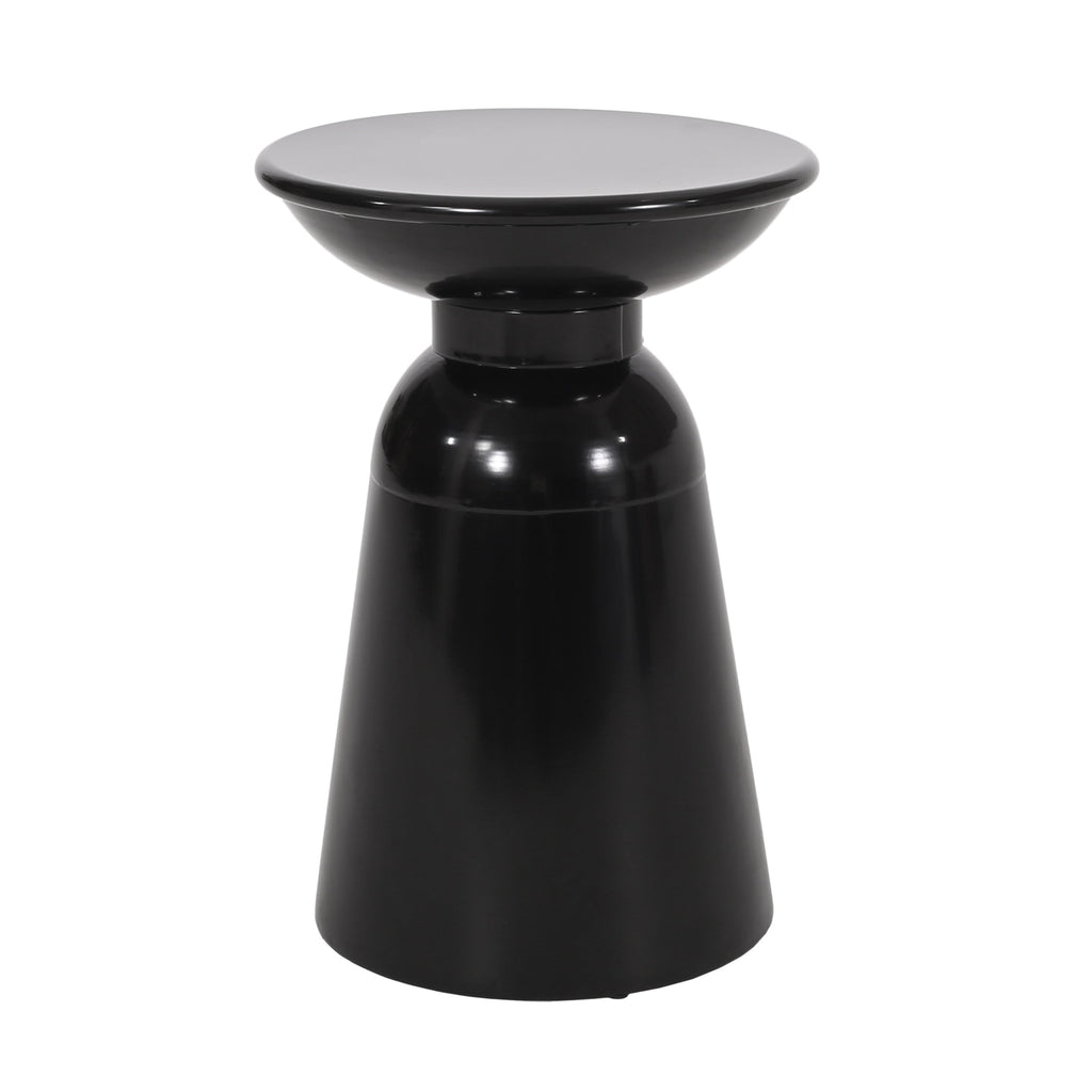 Serenita Outdoor Iron Side Tables with Flared Design, Set of 2 , Black