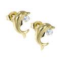 Solid 14K Gold Cubic Zirconia DOLPHIN Earrings