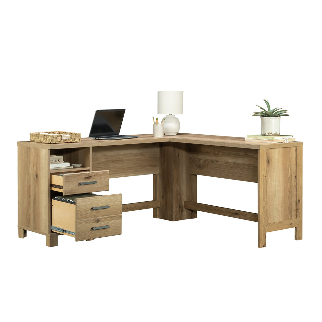 L-Shaped Desk, Brown finish