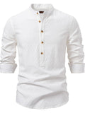 Half Button Geometric Texture Collared Neck Shirt