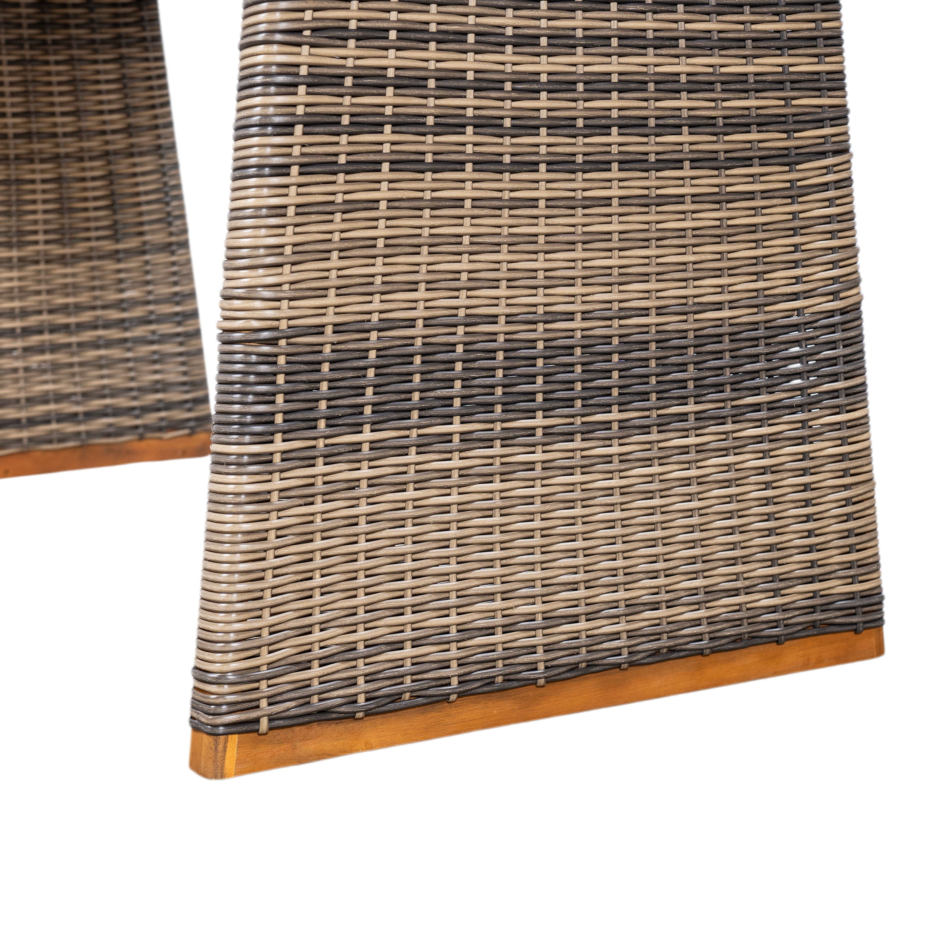 Outdoor Acacia Wood Dining Table,Teak Finish+ Grey Wicker