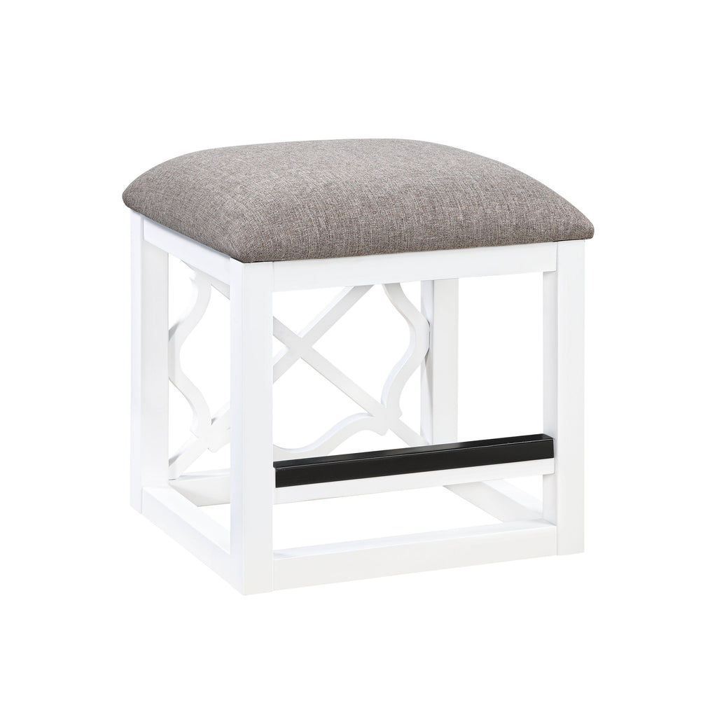 Desks and Stool Set 3pc White Finish Rolling Desk with Casters, 2 Charging ports Home Office Furniture