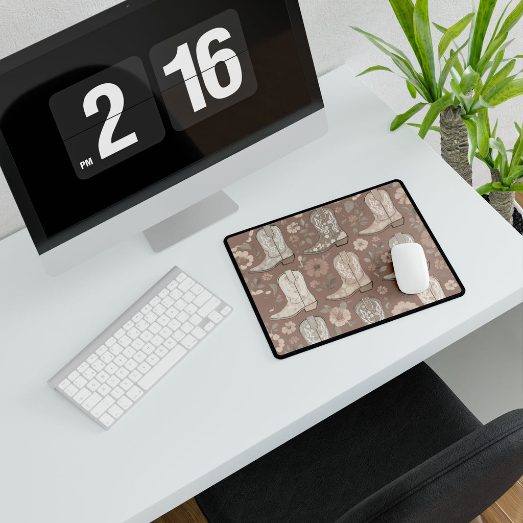 Cowgirl Boot Desk Mat | Western Floral Boho Mouse Pad for Country-Chic Workspaces