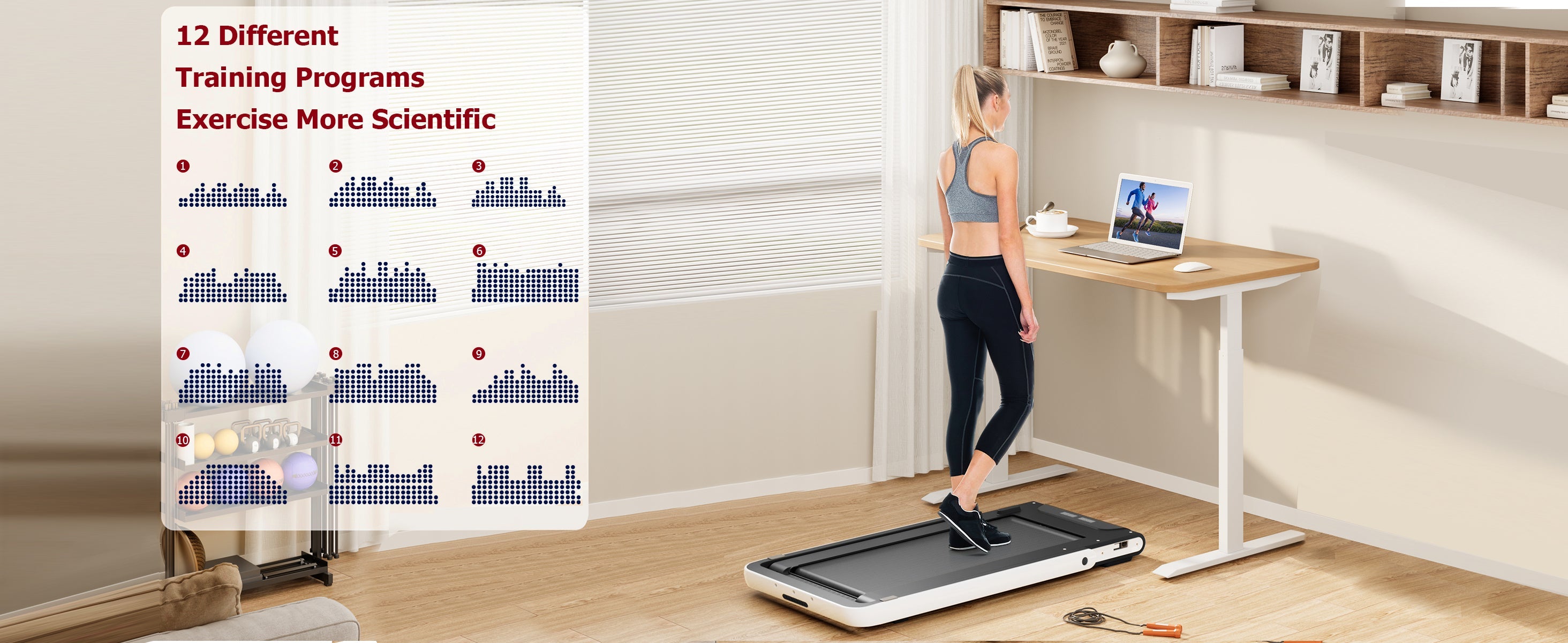 2 in 1 Under Desk Treadmill, 2.5HP Folding Electric Treadmill Walking Jogging Machine for Home Office with Remote Control, White