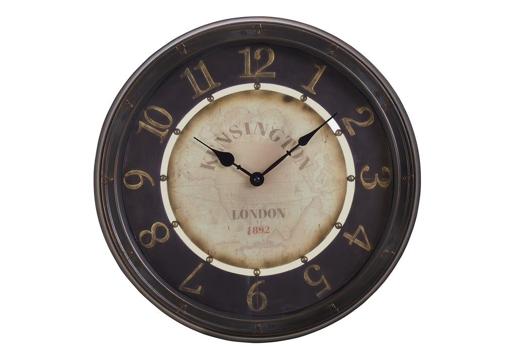 Clocks, 16' Round, Wall Clock, Antique Brown, Transitional