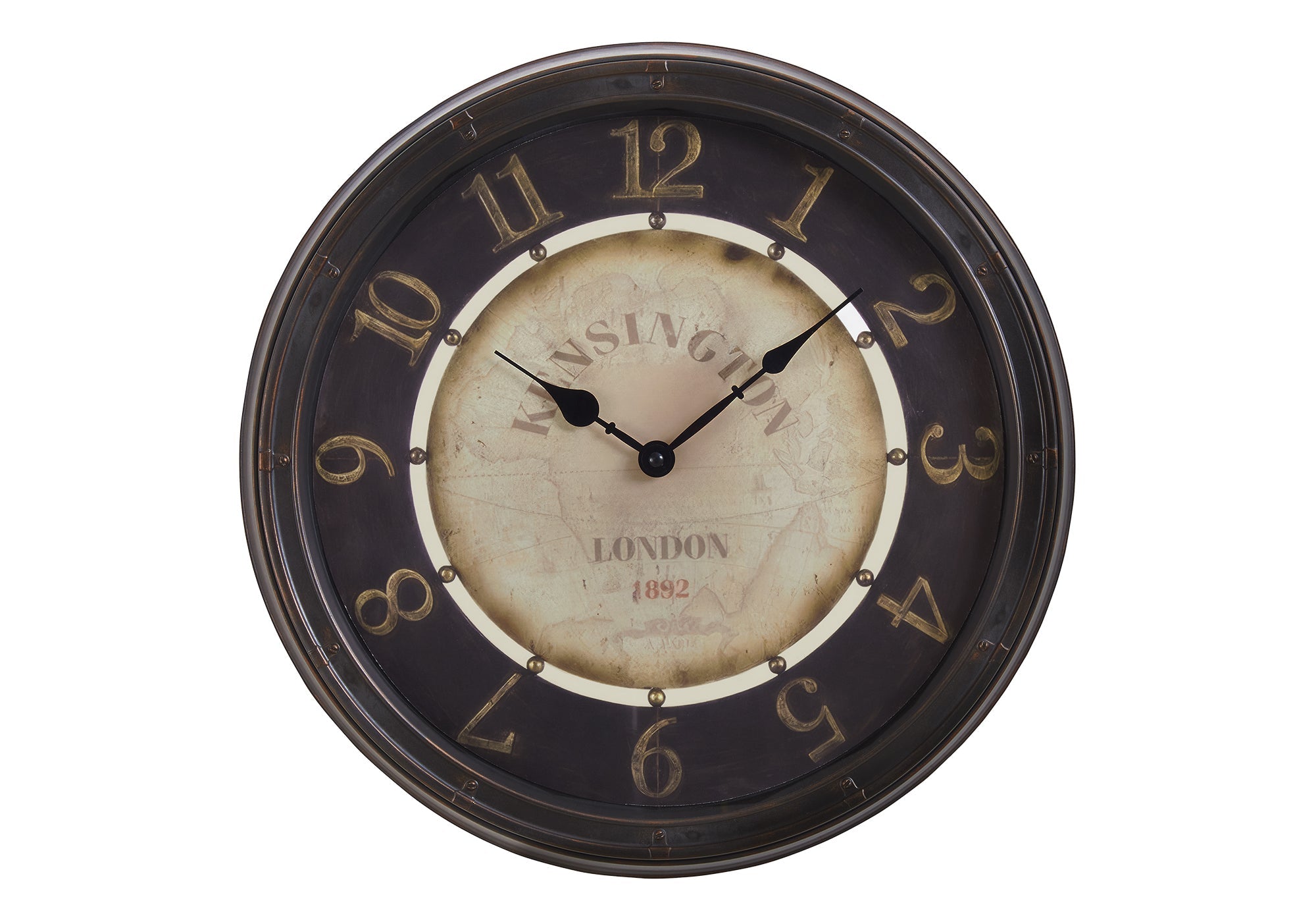 Clocks, 16' Round, Wall Clock, Antique Brown, Transitional