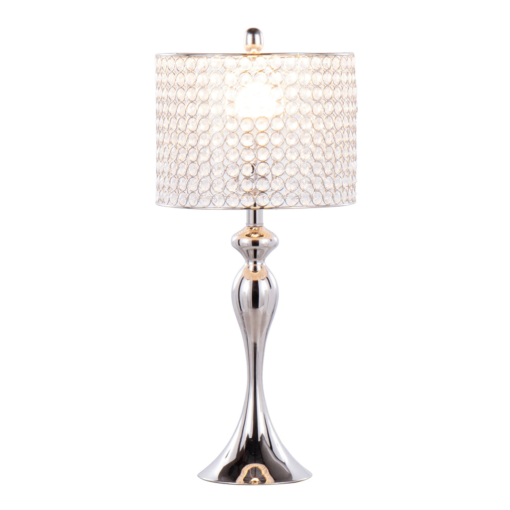 Ashland 27' Contemporary Metal Table Lamp in Polished Nickel with Round Clear K9 Crystal Beads and Polished Nickel Shade from Grandview Gallery by LumiSource - Set of 2