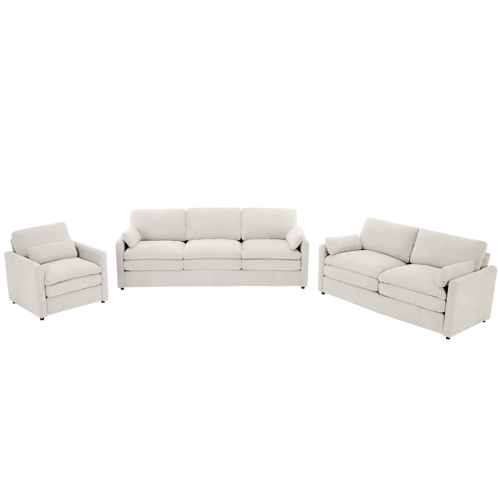 Cozy Upholstered Sofa Set Oversized Comfy Cloud Sofa Double Cushion Sofa Group Plush Cushion Sofa Couch for Living Room, Beige