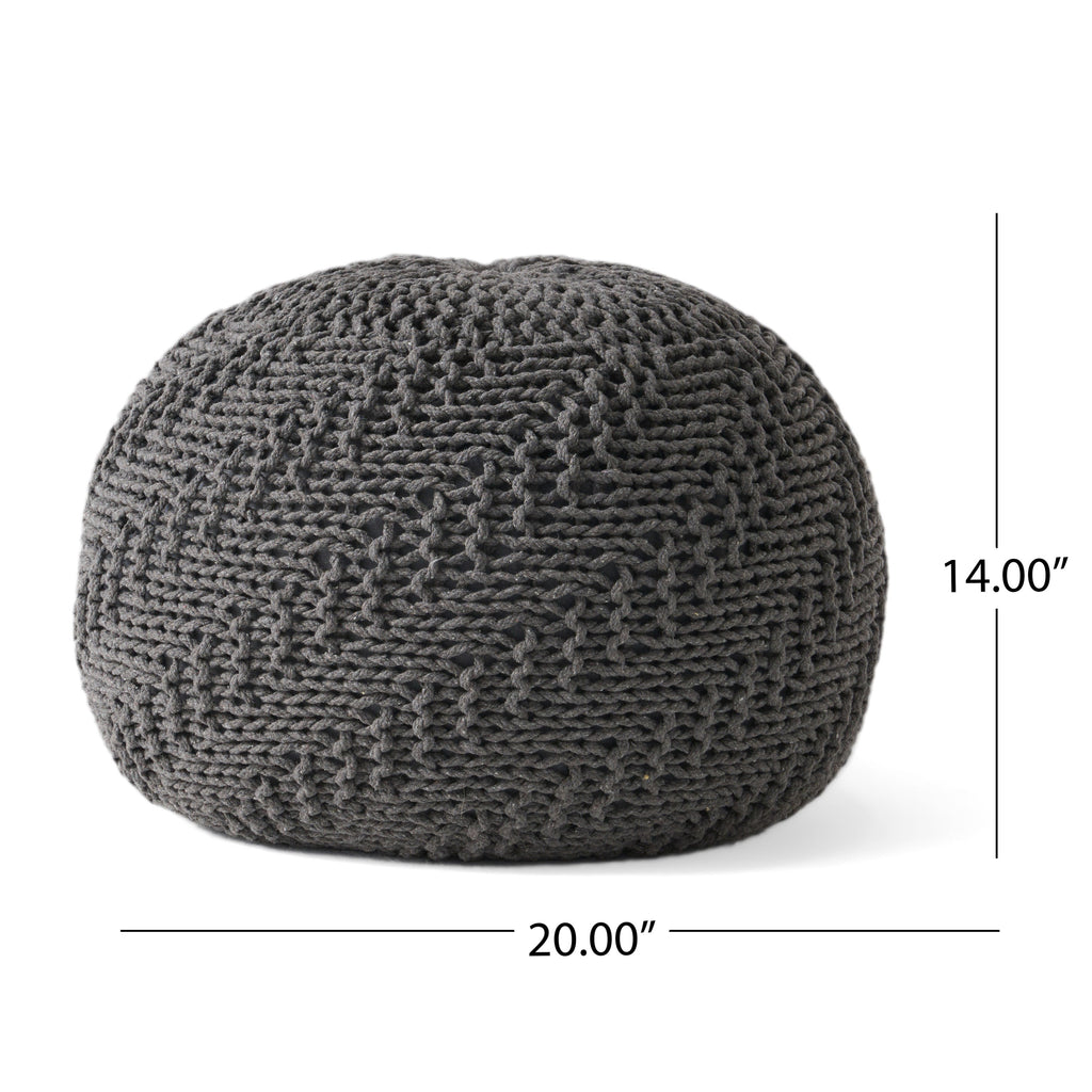 Hazel Knitted PET Yarn 20 x 20 Round Pouf