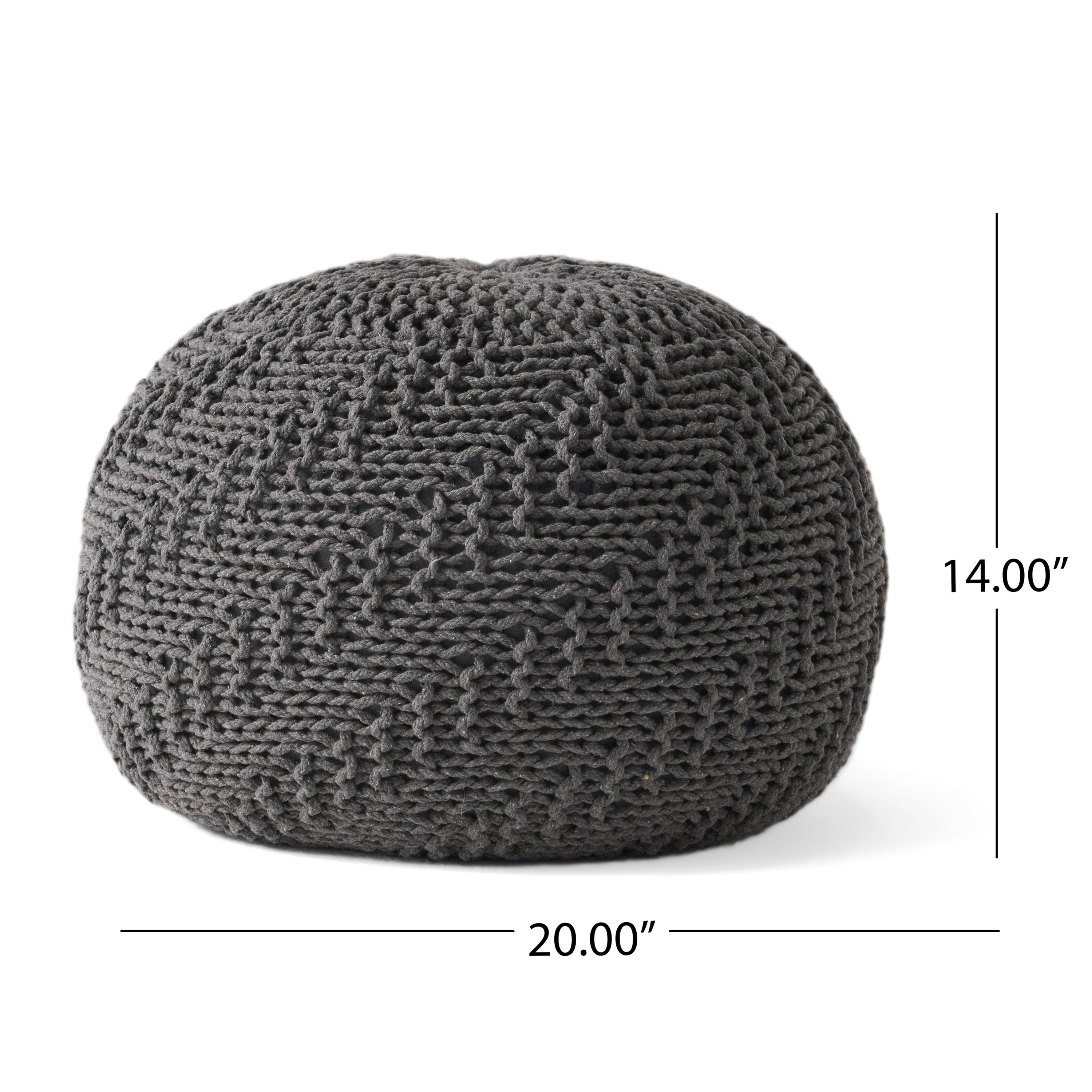 Hazel Knitted PET Yarn 20 x 20 Round Pouf