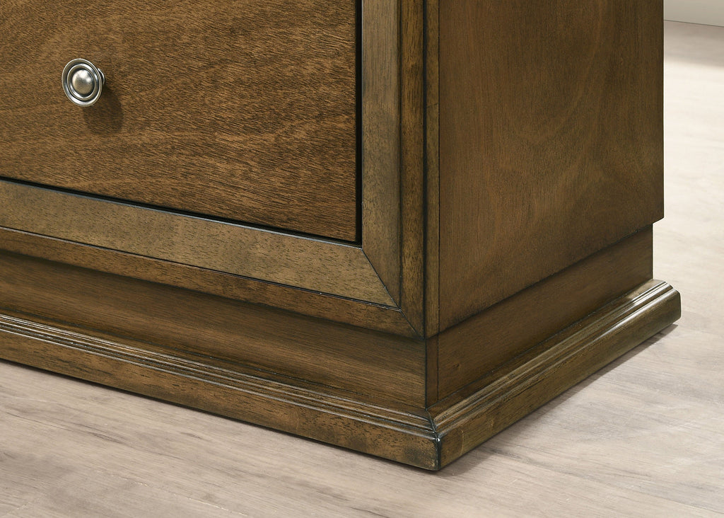Walnut Color Transitional Style Full Size Bed 2x Nightstands 3pc Set Bedroom Furniture Metal Knobs