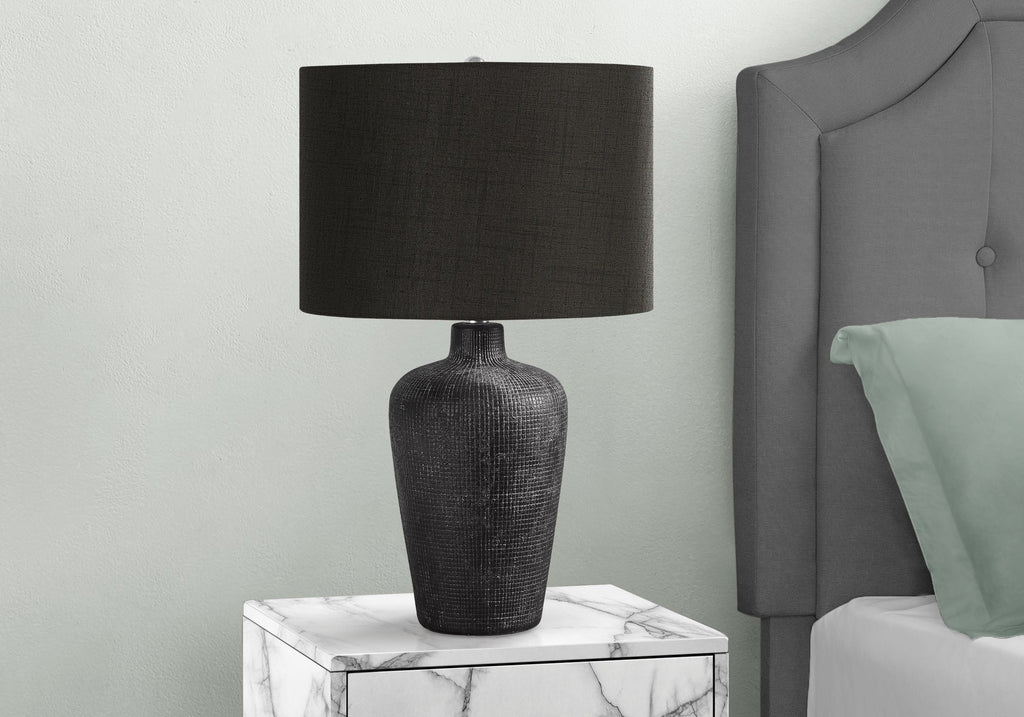 Lighting, Table Lamp, 24'h, Black Ceramic, Black Shade, Contemporary