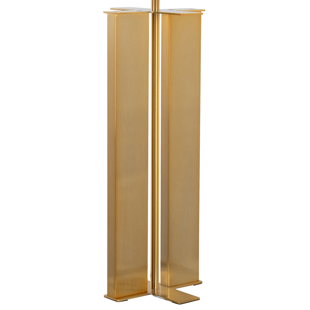 Cosmo 28' Glam Metal Table Lamp in Antique Brass and White Linen by LumiSource