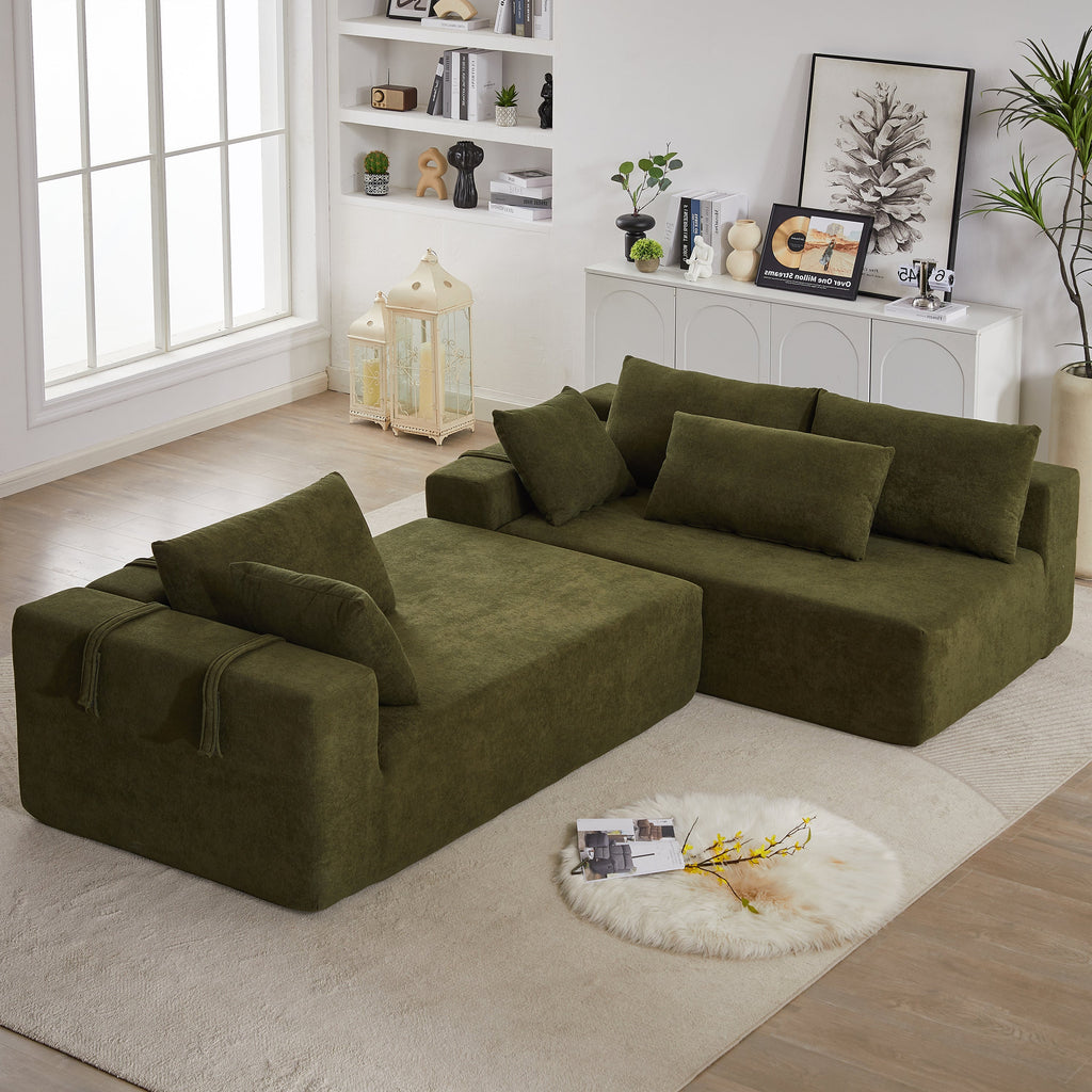 Modern Chenille Upholstered Sectional Sofa Couch Set,Modular 108' L Shaped Sectional Living Room Sofa Set With 6 Pillows,Free Combination Sofa Couch for Living Room,Bedroom(Right Chaise)