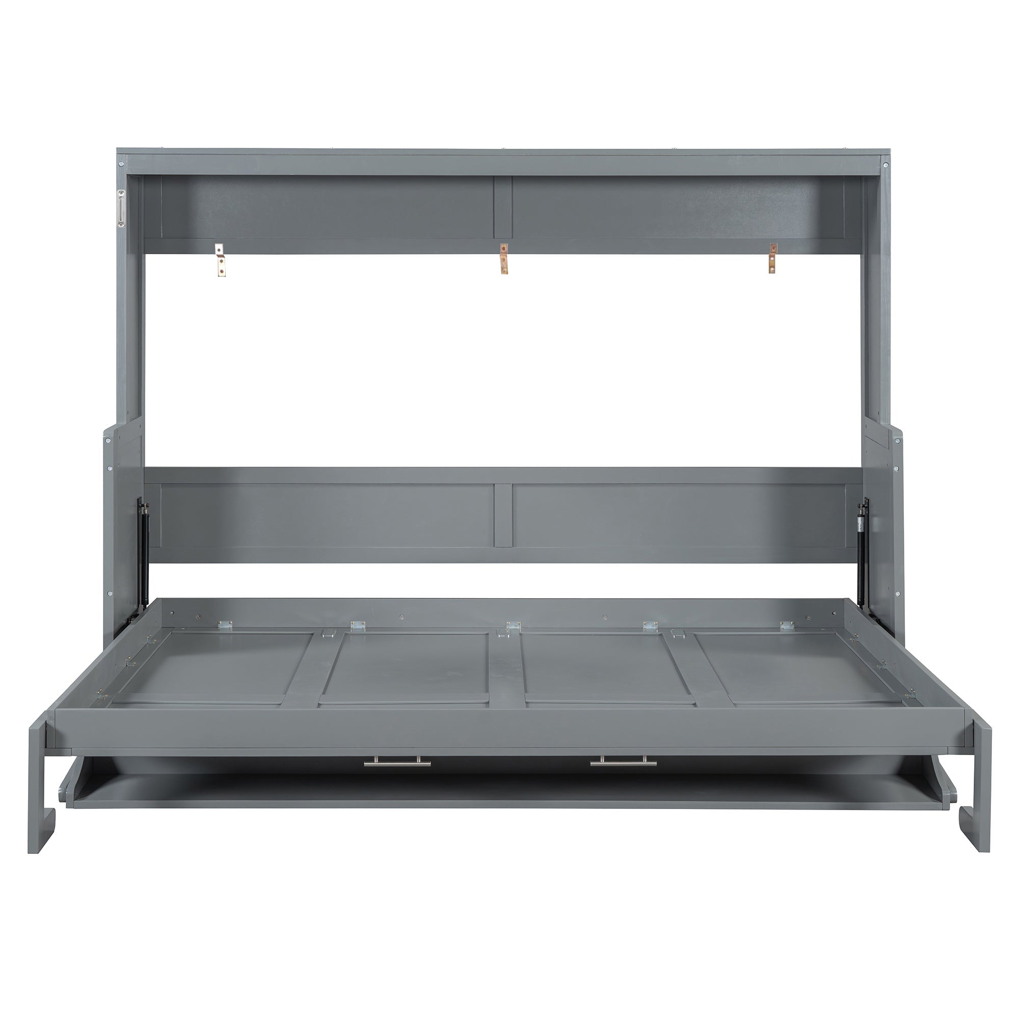 Queen Size Murphy Bed with Hydraulic Lift & Desk Design, Gray(OLD SKU: N820S00033E)