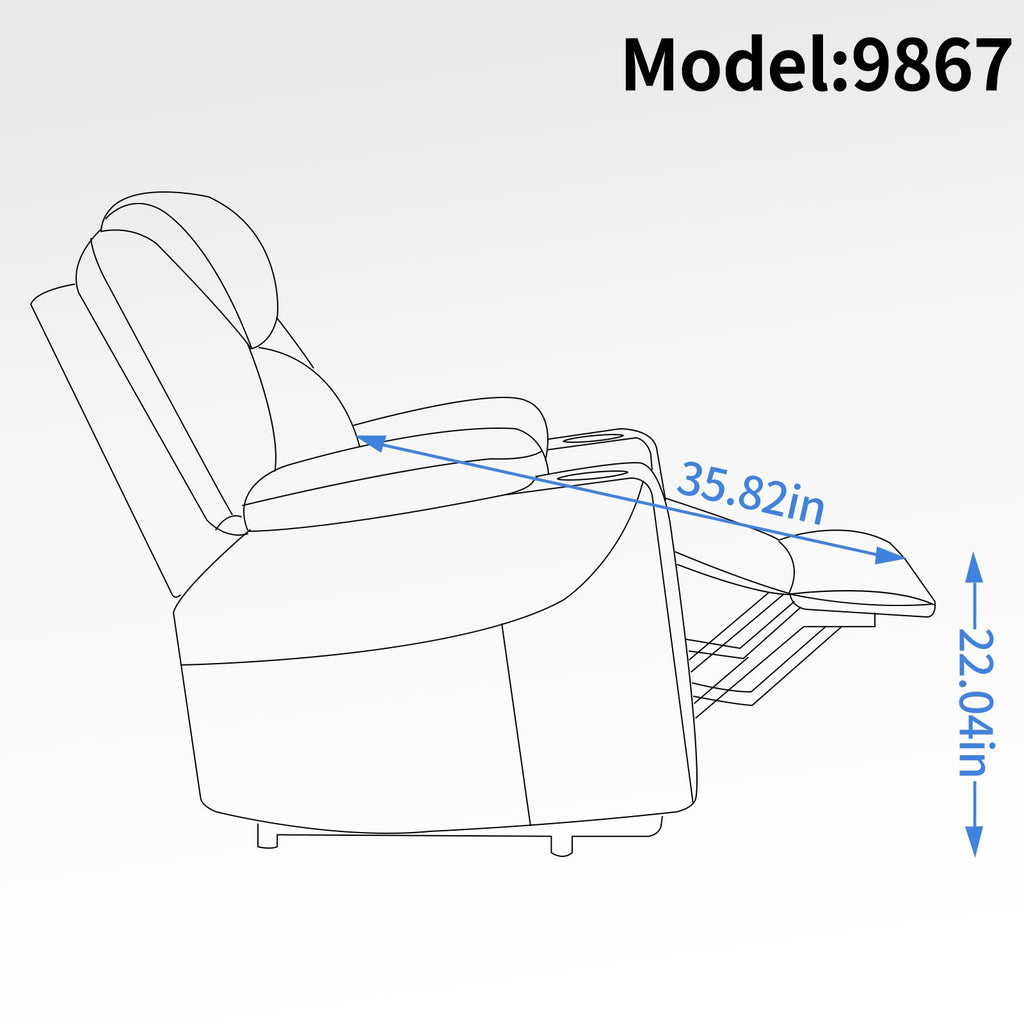 Up to 350 LBS Chenille Power Lift Recliner Chair, Heavy Duty Motion Mechanism with 8-Point Vibration Massage and Lumbar Heating, USB and Type-C Ports, Stainless Steel Cup Holders, Blue