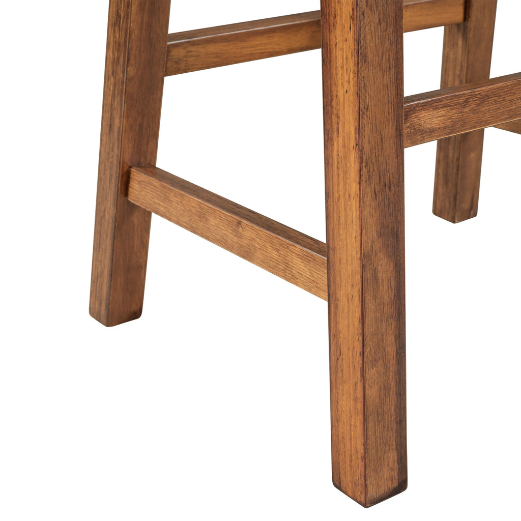 TOPMAX Rustic 3-piece Stationary Kitchen Island Set with Butcher Block and Seating, Walnut and Cream White