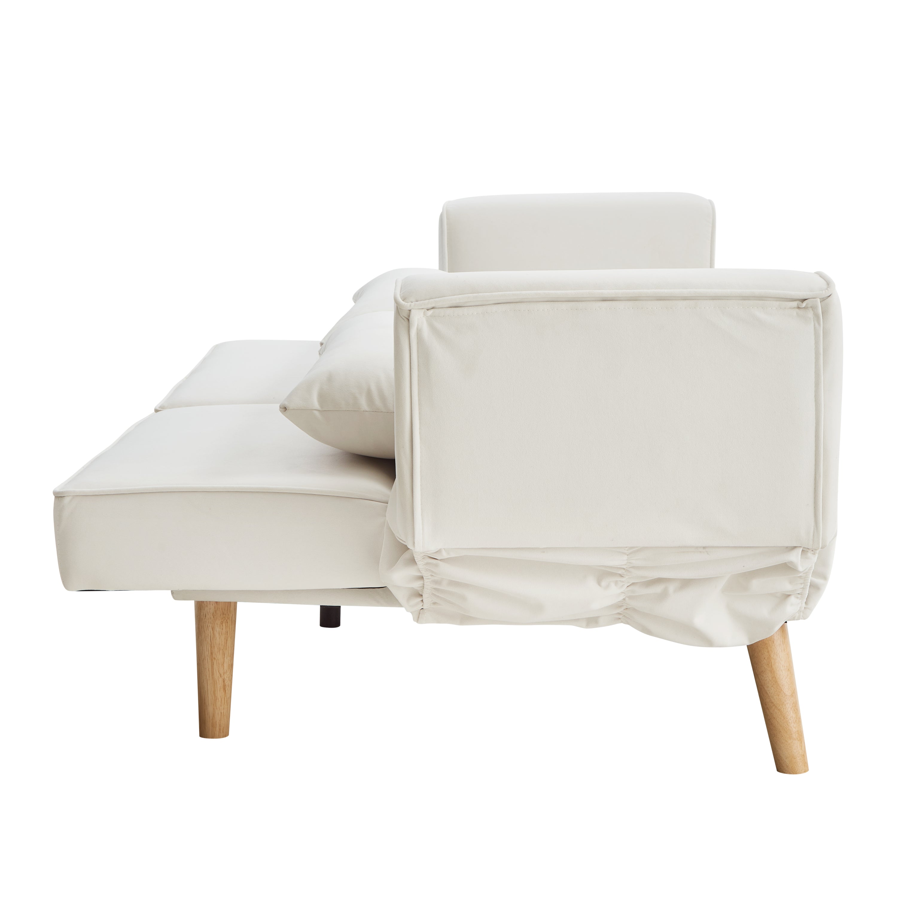 72.8'' Futon Sofa Bed, Sleeper Sofa, Small Couch with Adjustable Armrests, Adjustable Recliner Sleeper Sofa Bed for Living Room, Bedroom, Apartment, Beige