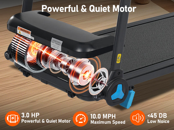 Folding Treadmills for Home Small, 3.0HP Portable Treadmill with 8% Incline,10MPH Walking Pad with Incline, 300 LBS Walking Pad Treadmills with Bluetooth, Heart Rate Sensors,Charge Station