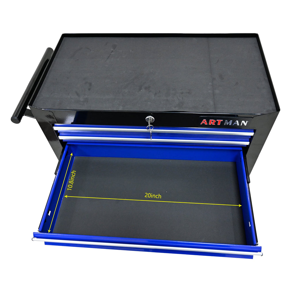 7 DRAWERS MULTIFUNCTIONAL TOOL CART WITH WHEELS-BLACK+BLUE