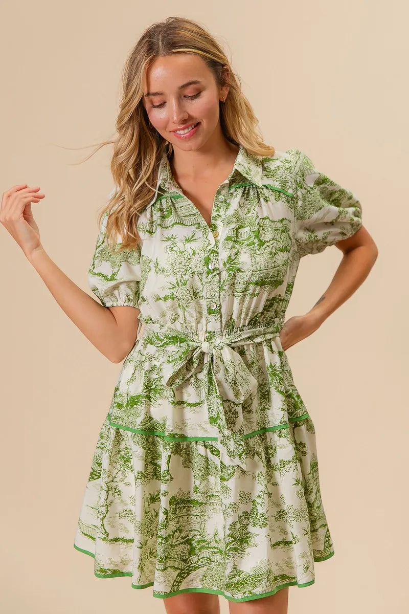 BiBi Woven Printed Tiered Dress