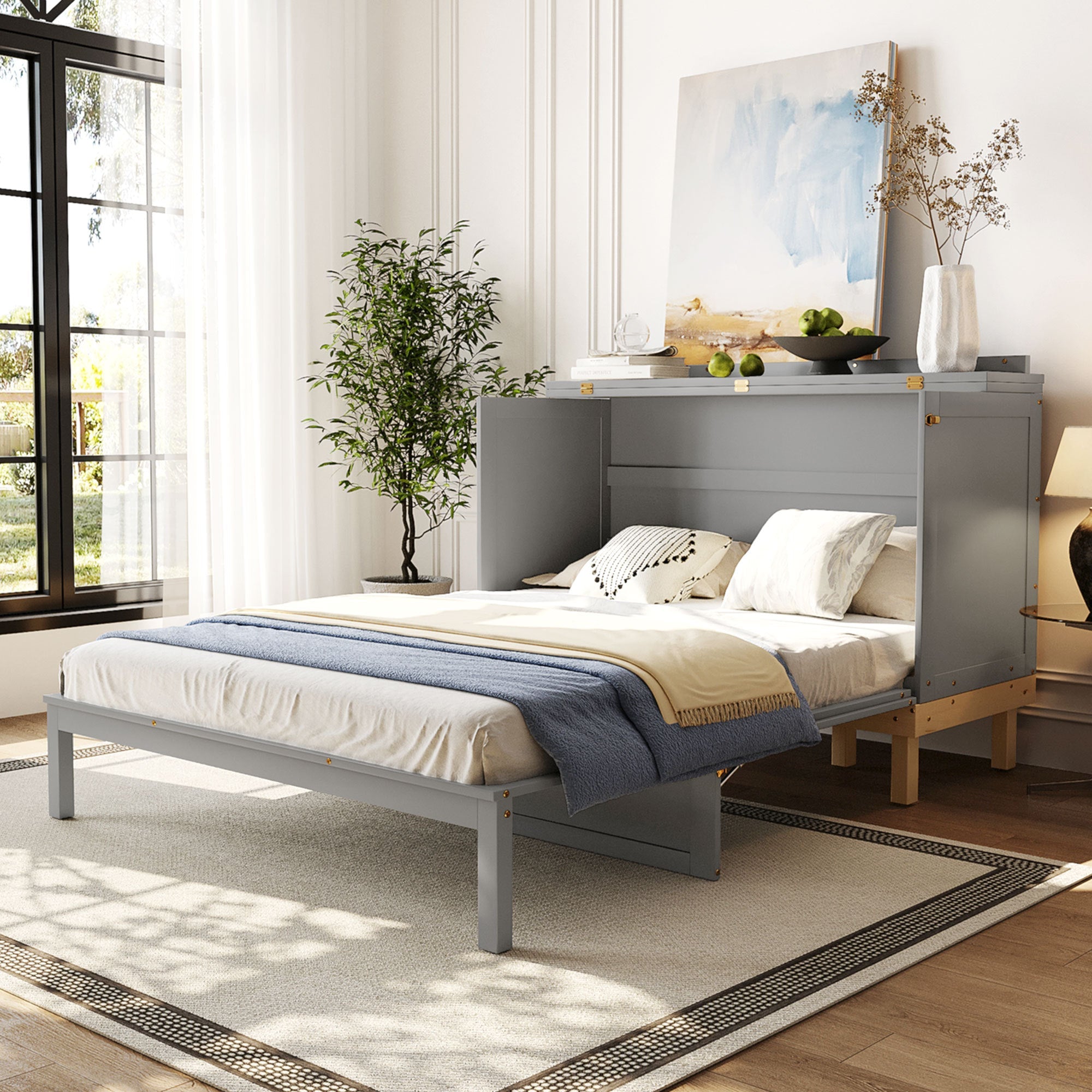 Queen Size Murphy Bed, Gray