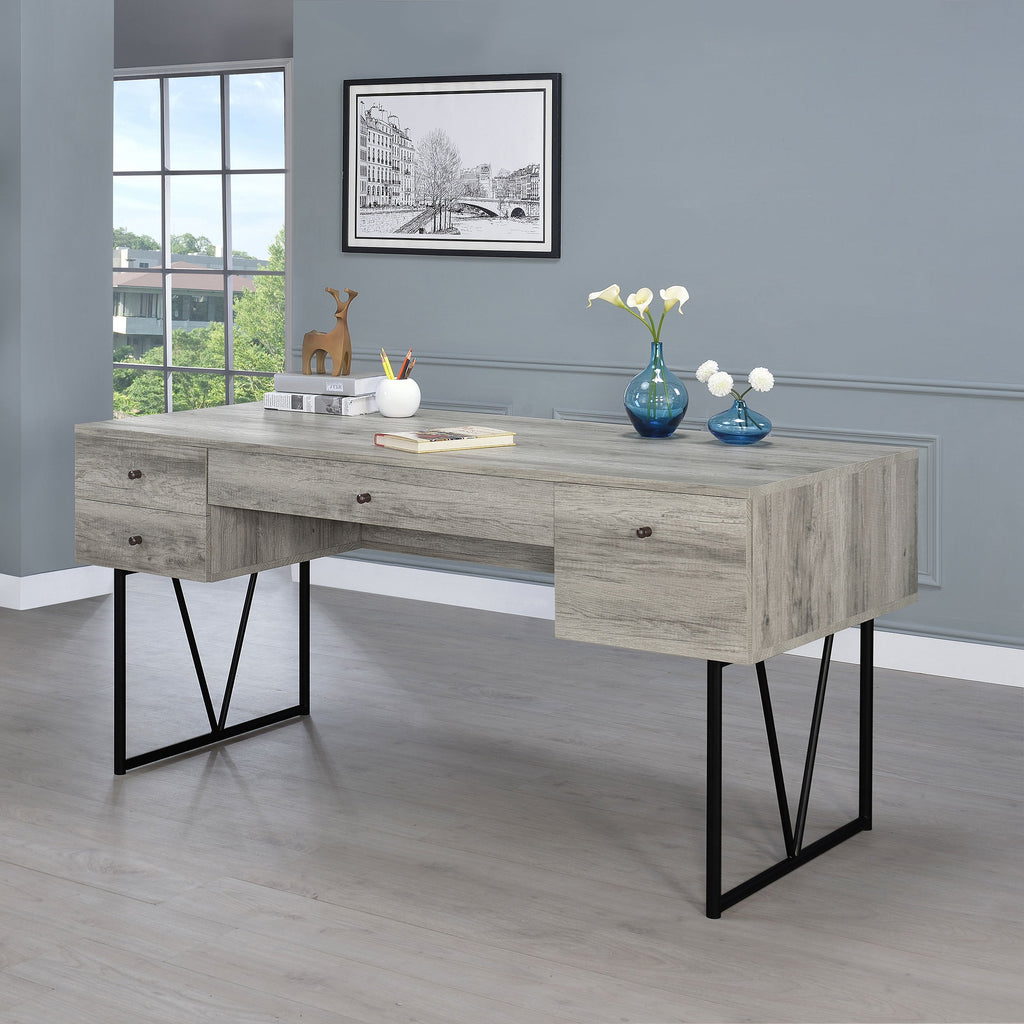 Sonoma Grey Driftwood 4-Drawer Writing Desk