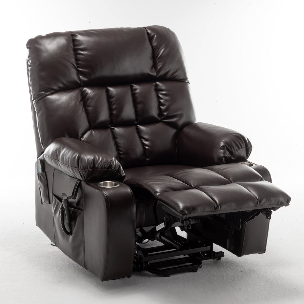 Lift Chair for Big and Tall Person with Inconvenient Legs: High Density Foam Lift Sofa with Heat and Massage, 2 Pockets, 2 Cup Holder, 2 Remote, OKIN Motor