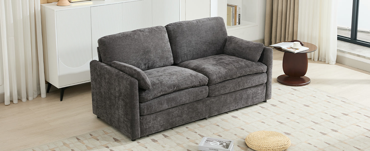 68.1' Cozy Upholstered Loveseat Sofa Oversized Comfy Comfy Cloud Sofa Double Cushion Loveseat Sofa Plush Cushion Sofa Couch for Living Room, Grey