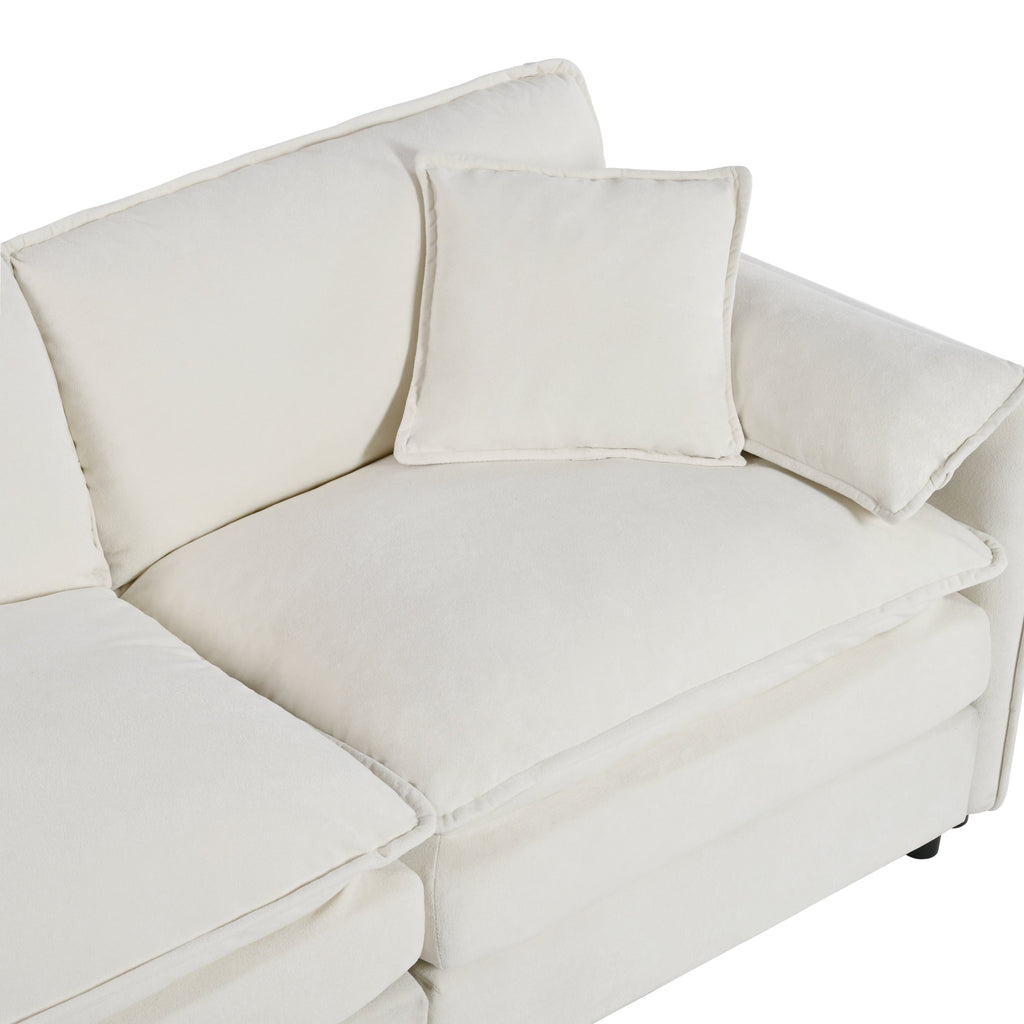 Modular Sectional Sofa, Oversized Deep Seat U Shaped Couch Set for Living Room, 4-Seater Comfy Cloud Couches with 2 Movable Ottomans, DIY Combination, Chenille,Beige