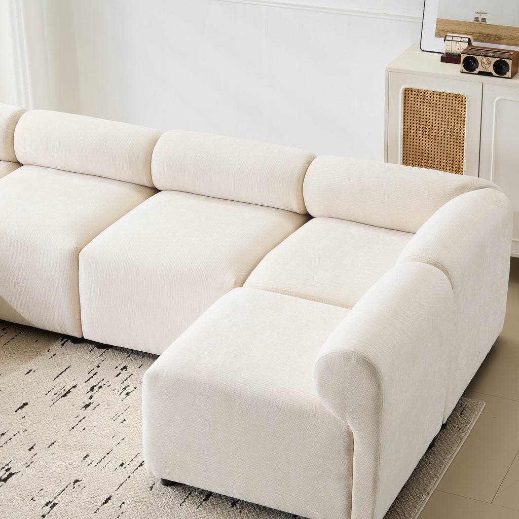 Evelyn 114 in.6-Piece U Shaped Modular Free Combination Sectional Sofa Couch for Living Rooms
