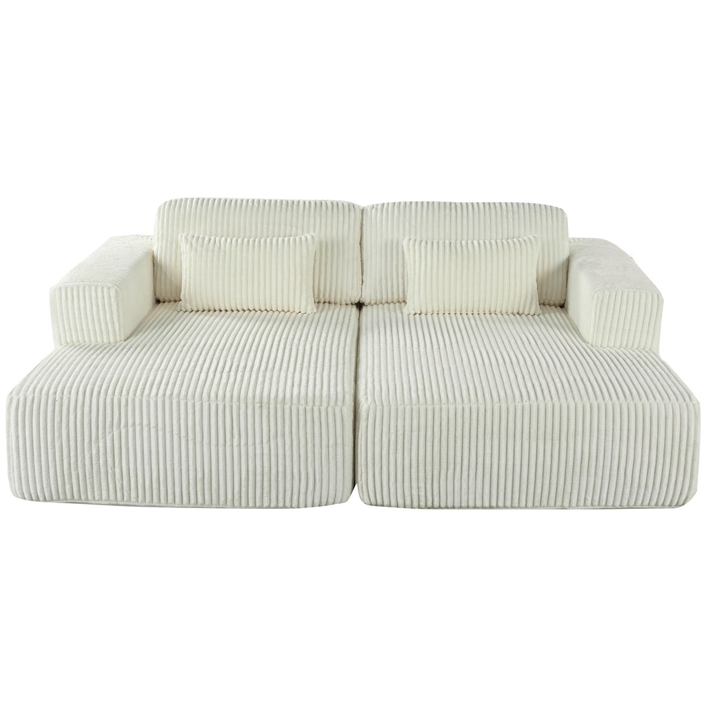 U_Style Corduroy Double Sofa Bed with 2 Pillows, Perfect for Living Rooms, Apartments, Offices