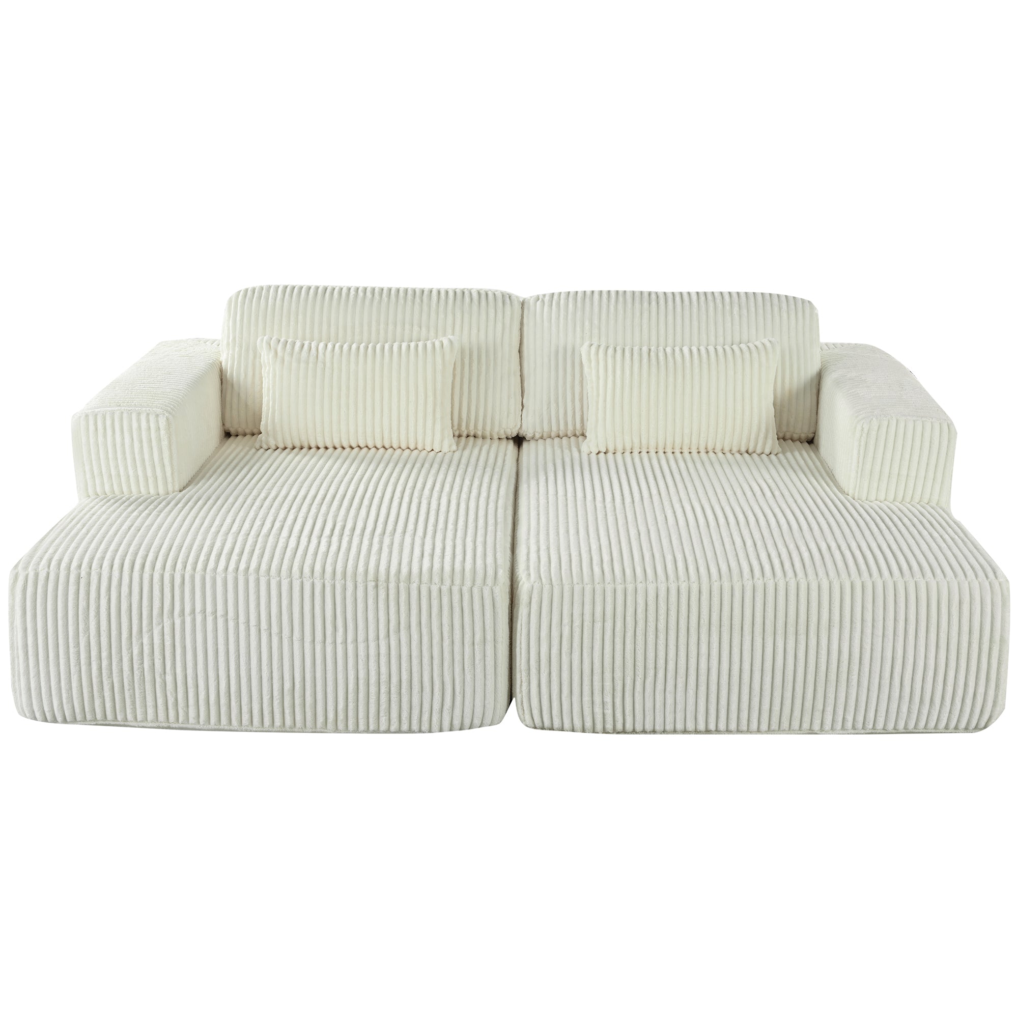 U_Style Corduroy Double Sofa Bed with 2 Pillows, Perfect for Living Rooms, Apartments, Offices