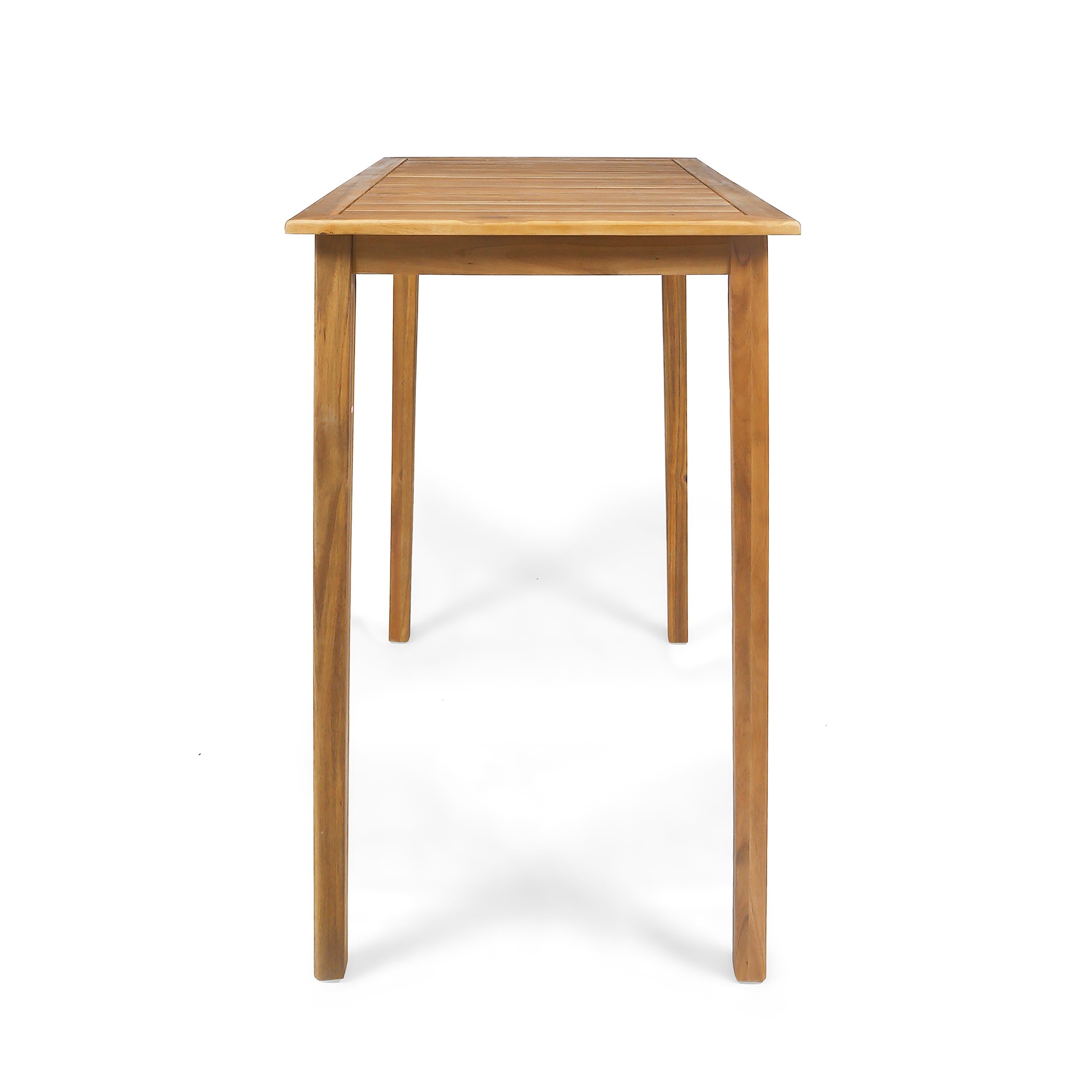 Outdoor Minimalist Acacia Wood Rectangle Bar Table - Teak Finish, Durable Hardwood, 44 x 25 x 40 inches