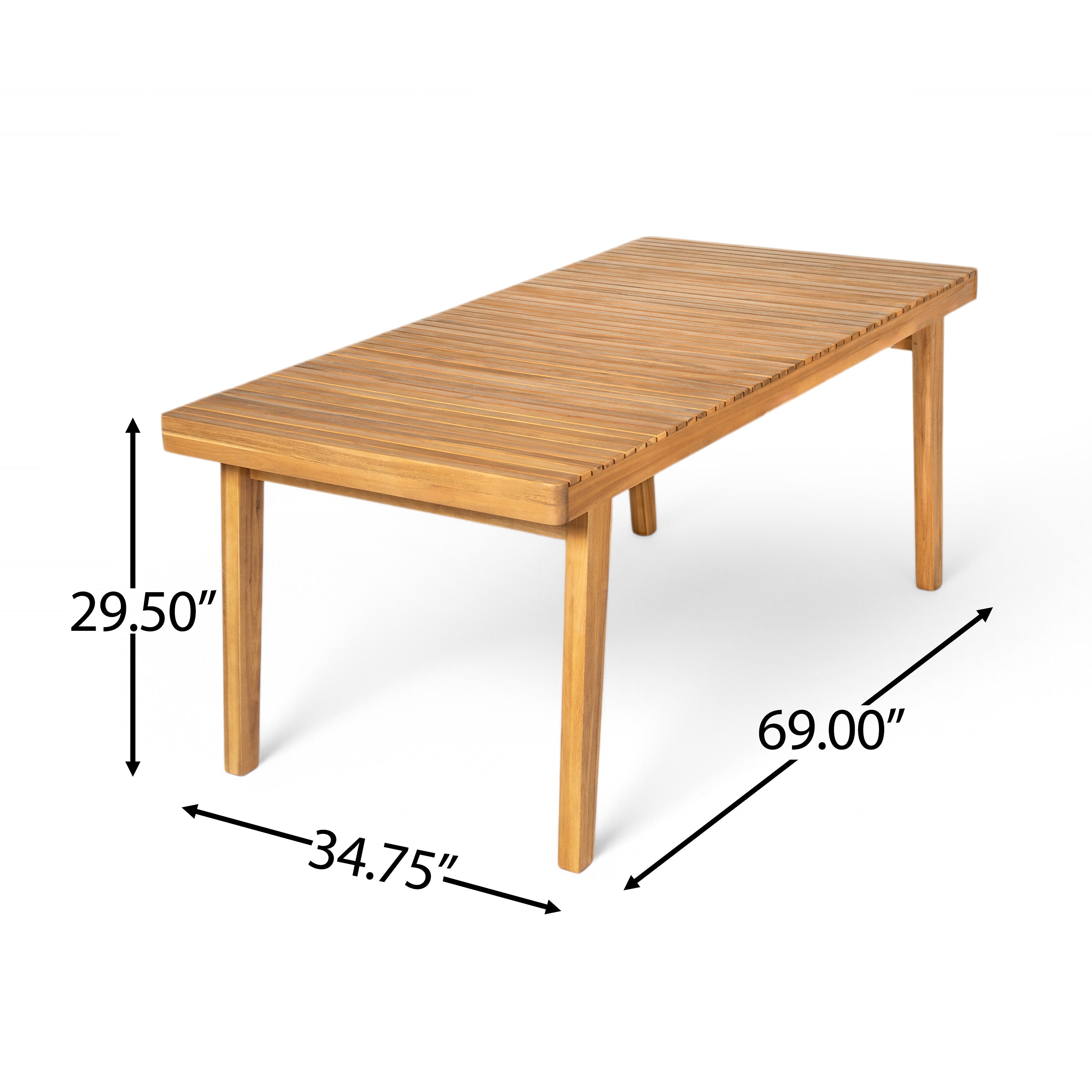Durable 7 - Piece Patio Furniture Set Acacia Wood Table and 6 Heavy-Duty Cushioned Chairs, Natural