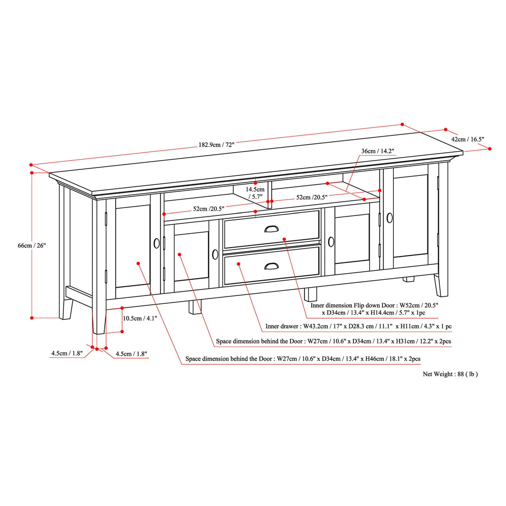 Redmond - 72' TV Media Stand - Rustic Natural Aged Brown