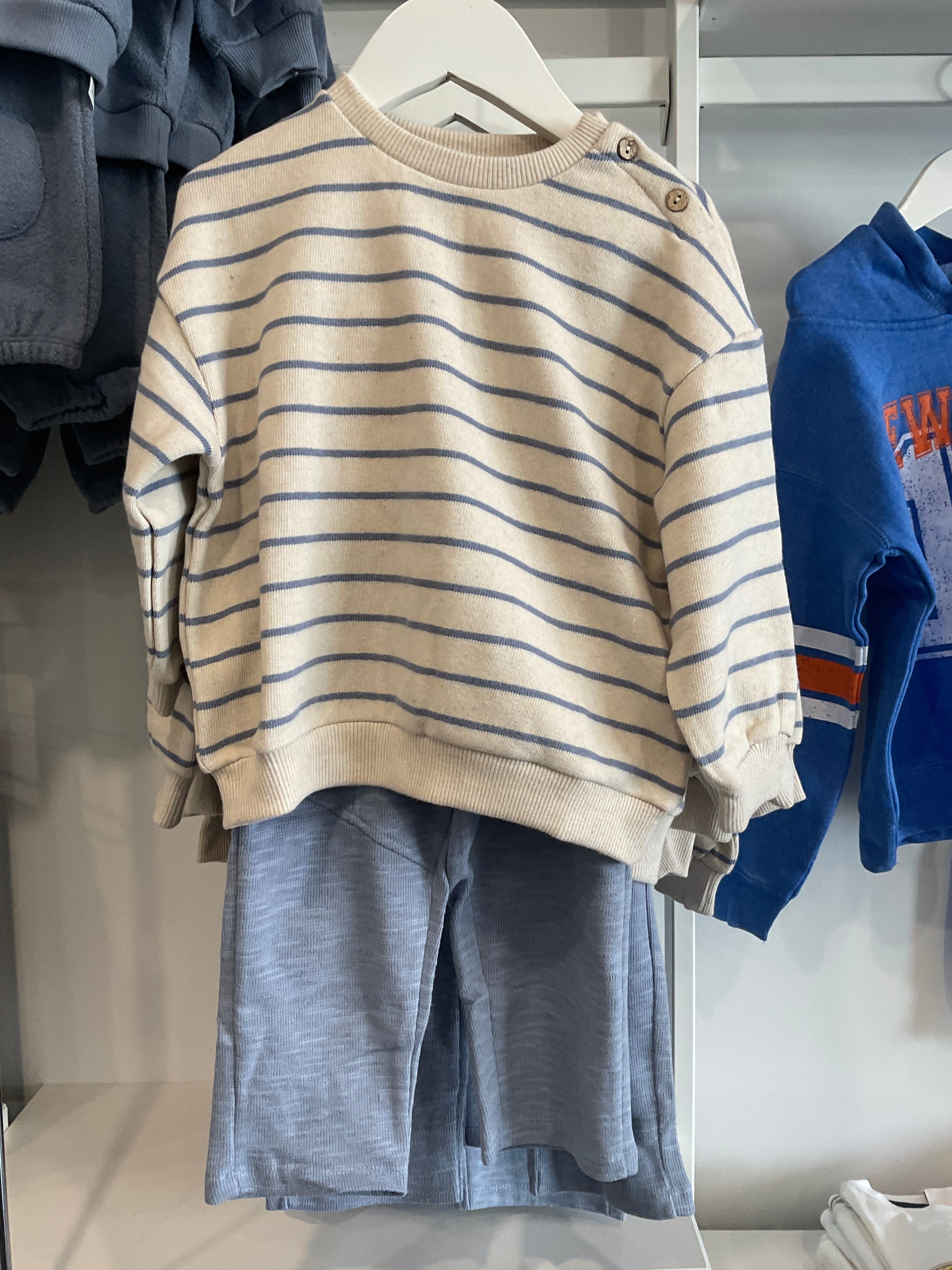 Play Up - Striped Jersey Sweater and Flame Ripped Trousers