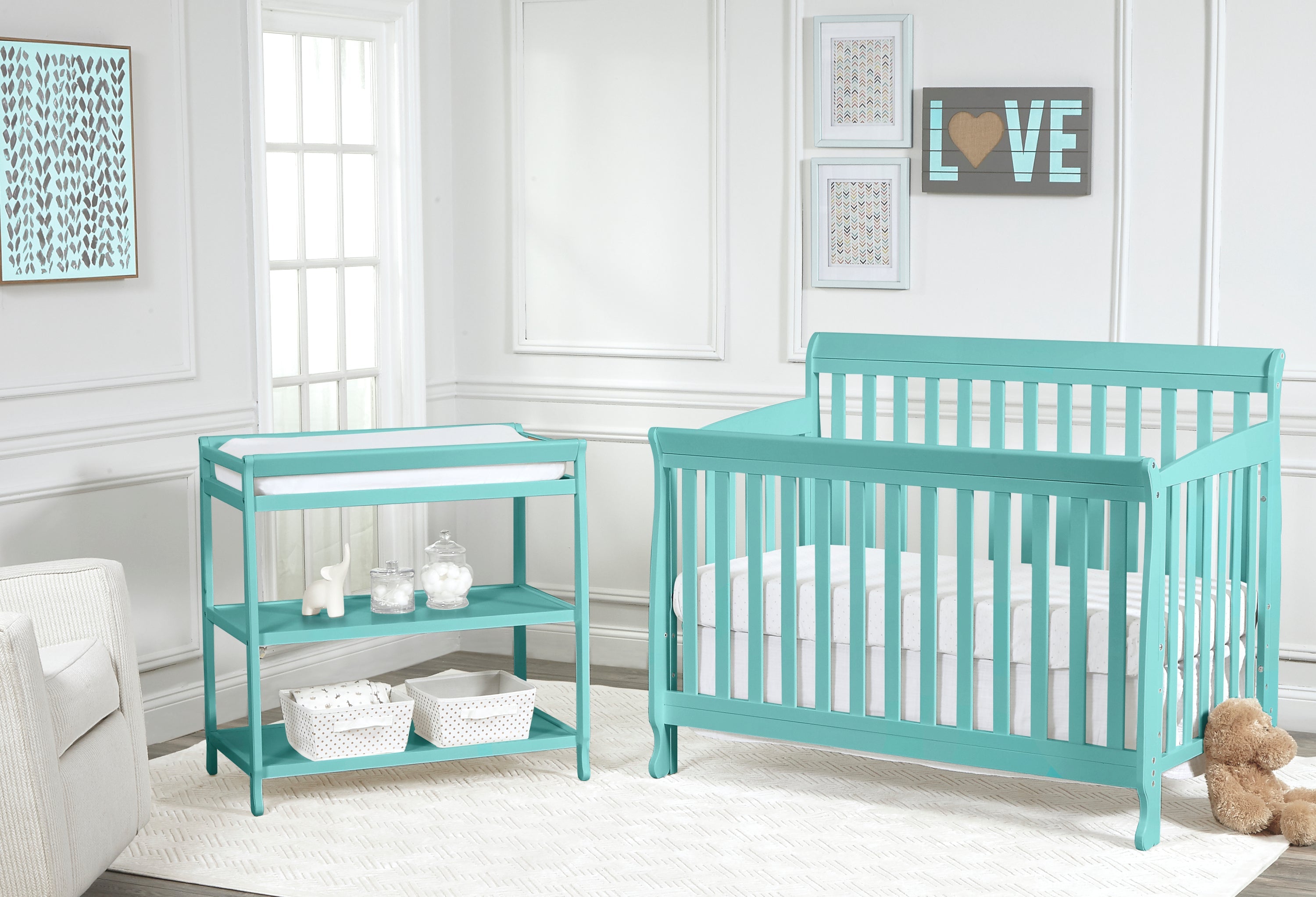 Riley 4-in-1 Convertible Crib Turquoise