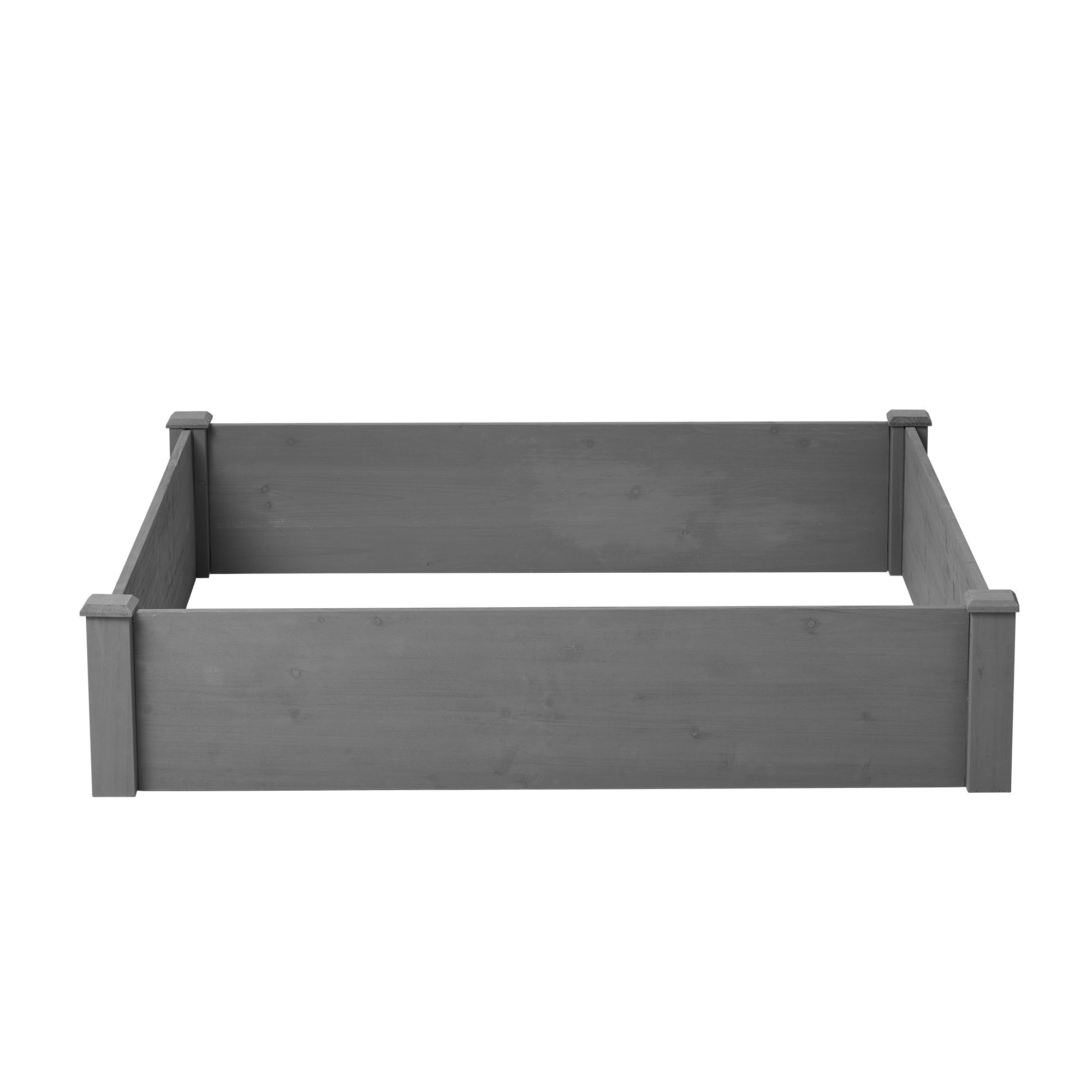 Outdoor Raised Garden Bed 48x48x10'', Tool-Free Assembly, Gray Solid Wood Planter Box