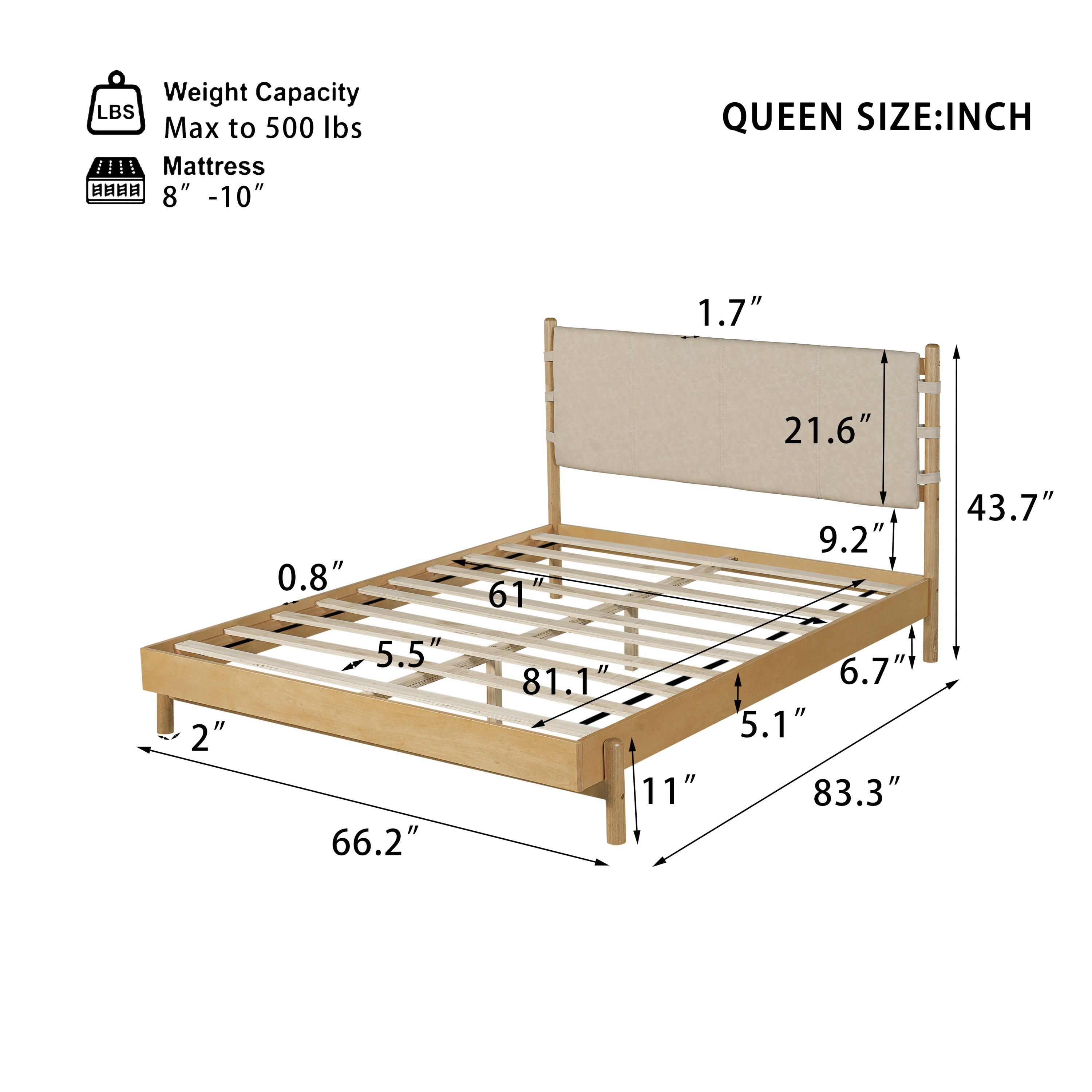 Modern Queen Bed Frame Set with 2 Nightstands, Beige Wood Platform Bed with Headboard and Matching Bedside Tables for Bedroom