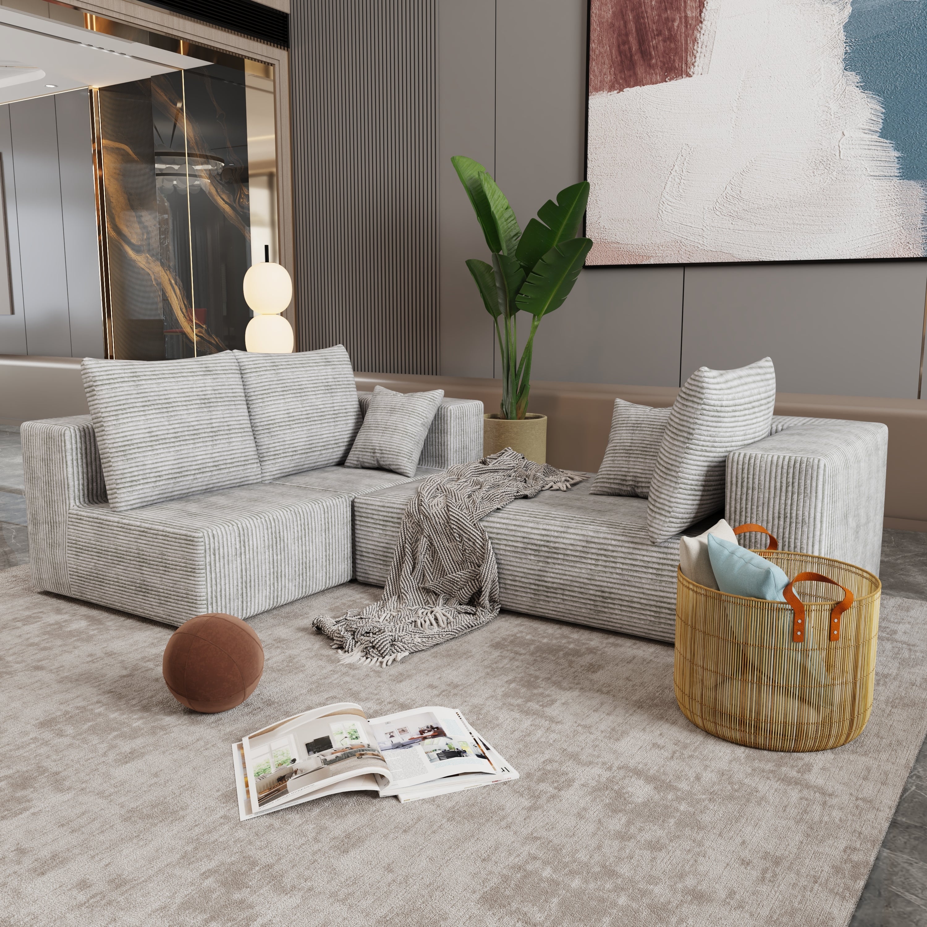 Corner combination sofa, sectional sofa ,couch sofa,sofa bed, made of high-density sponge and soft plush fabric, with multiple combinations available(gray)
