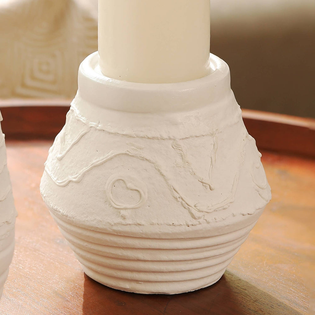 Organic Pattern Terracotta Candle Holder 5.2x5.2x5.5'' Rustic Candle Stand for Ambient Lighting