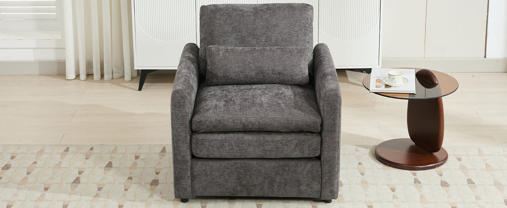 31.9' Cozy Upholstered Armchair Oversized Comfy Cloud Sofa Double Cushion Single Sofa Plush Cushion Armchair for Living Room, Grey