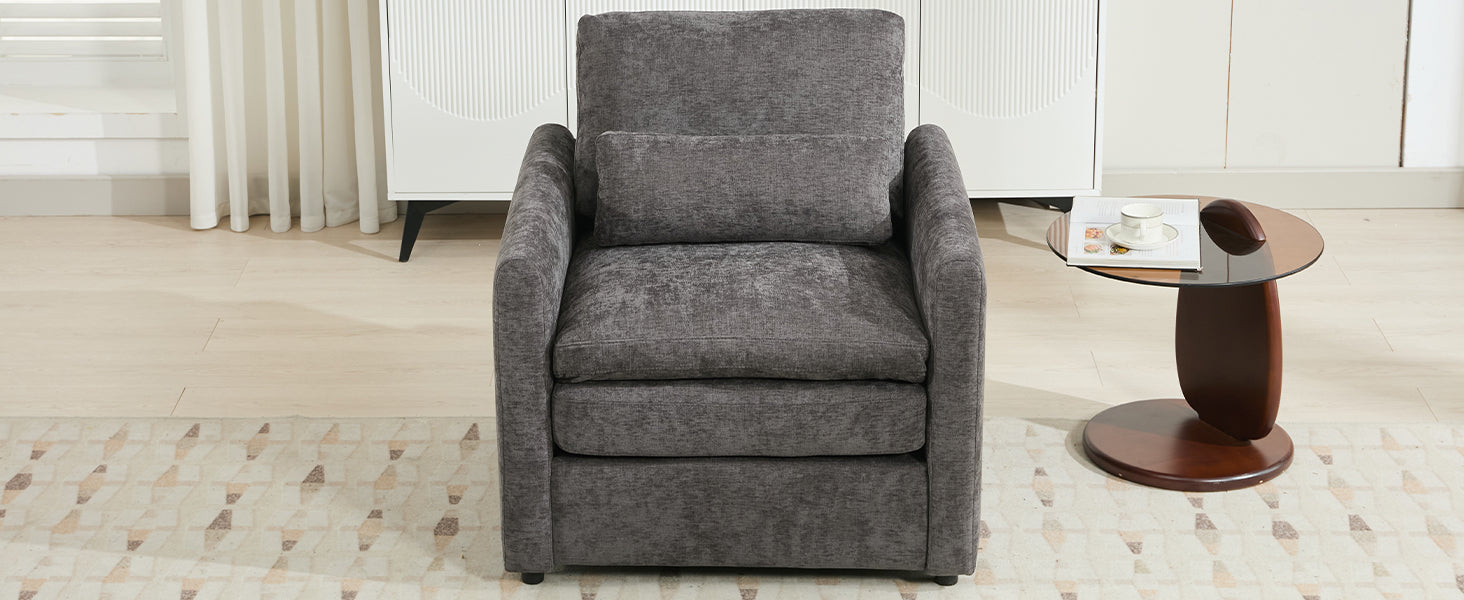 31.9' Cozy Upholstered Armchair Oversized Comfy Cloud Sofa Double Cushion Single Sofa Plush Cushion Armchair for Living Room, Grey